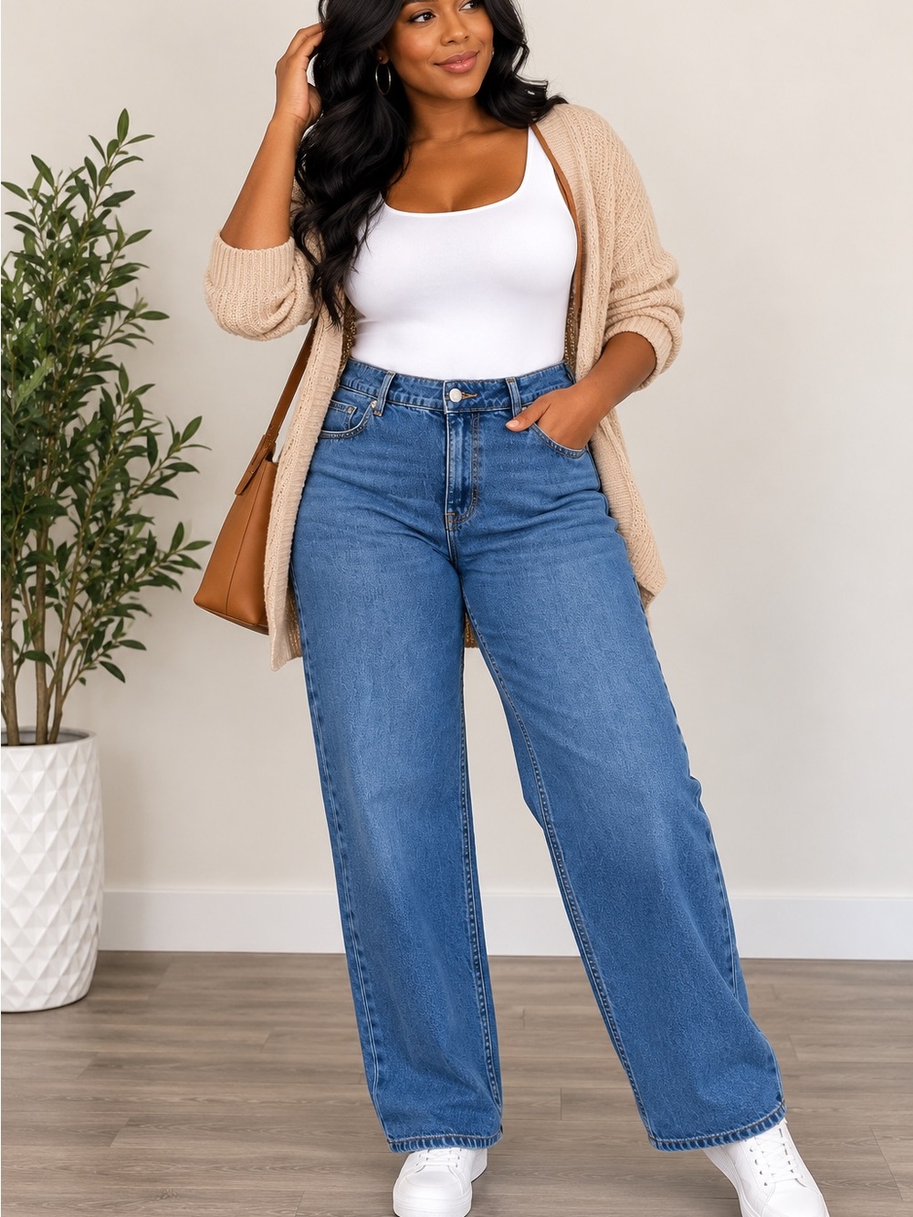 Aeropostale Women's Wide-Leg Jeans in Medium Blue